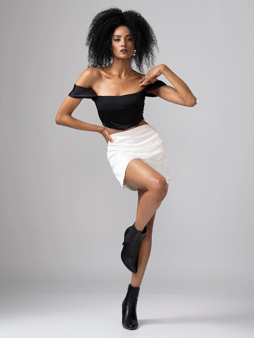 PRUE SATIN CORSET BLACK