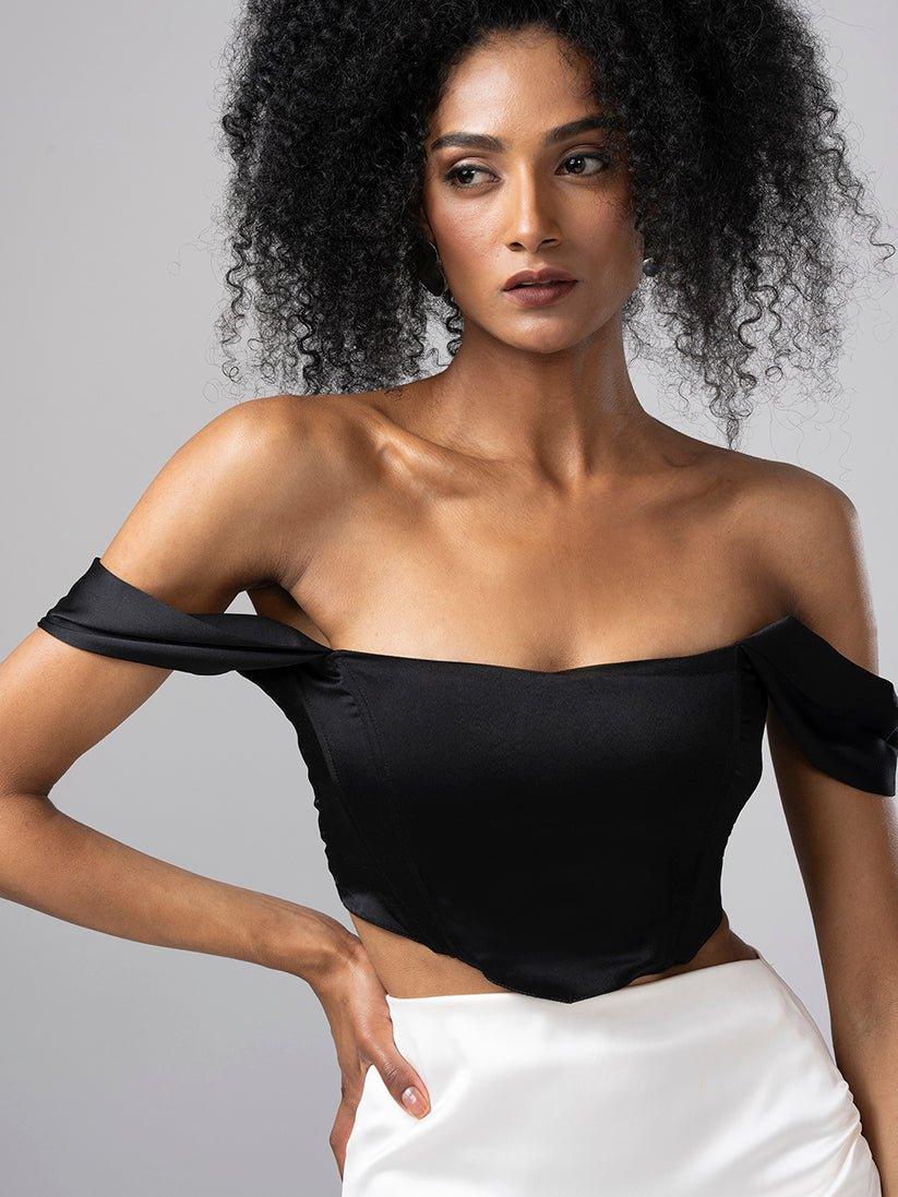 PRUE SATIN CORSET BLACK