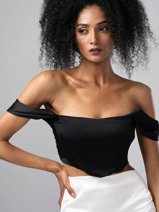 PRUE SATIN CORSET BLACK