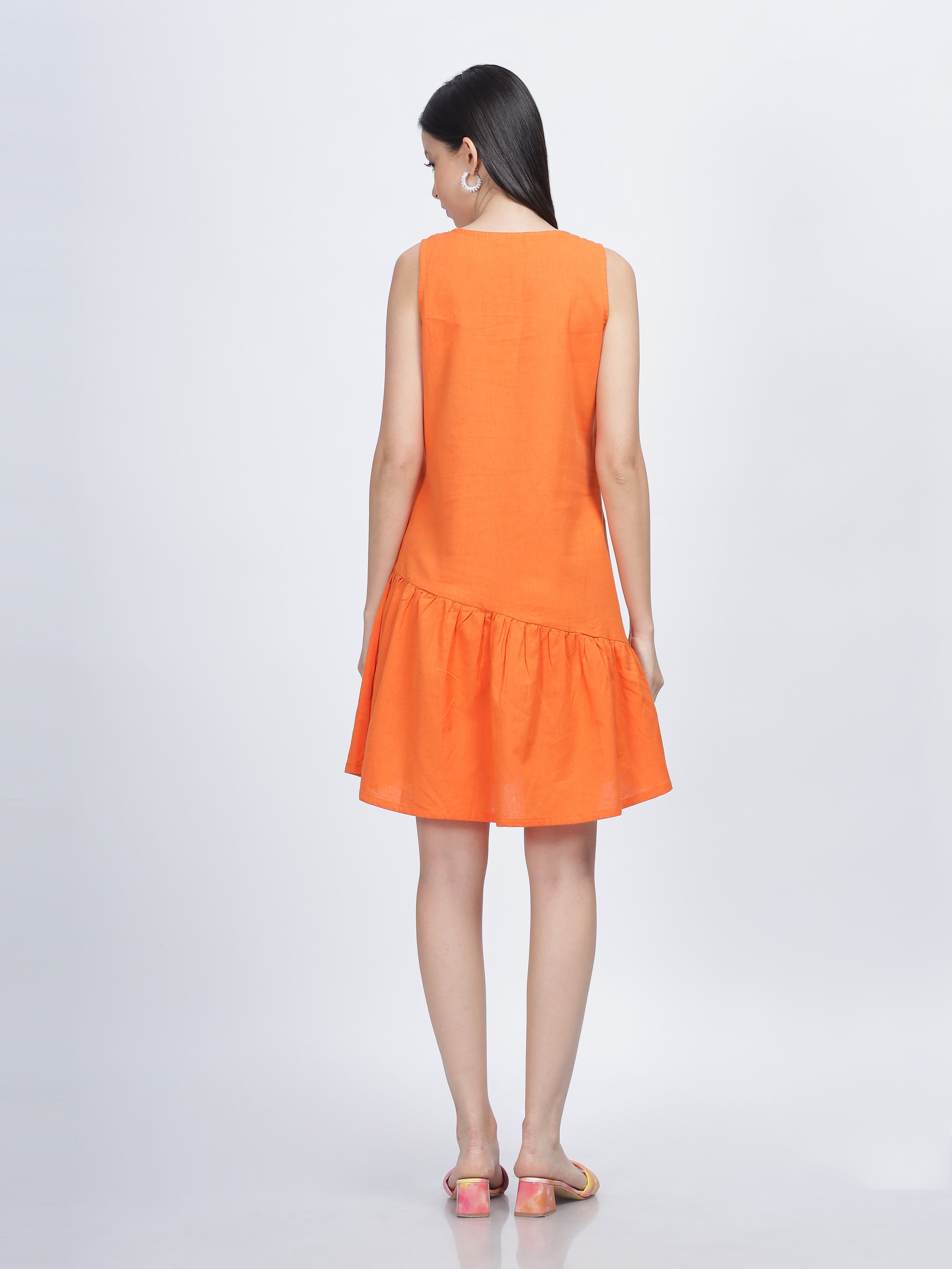 Orrah Cotton Dress- Orange