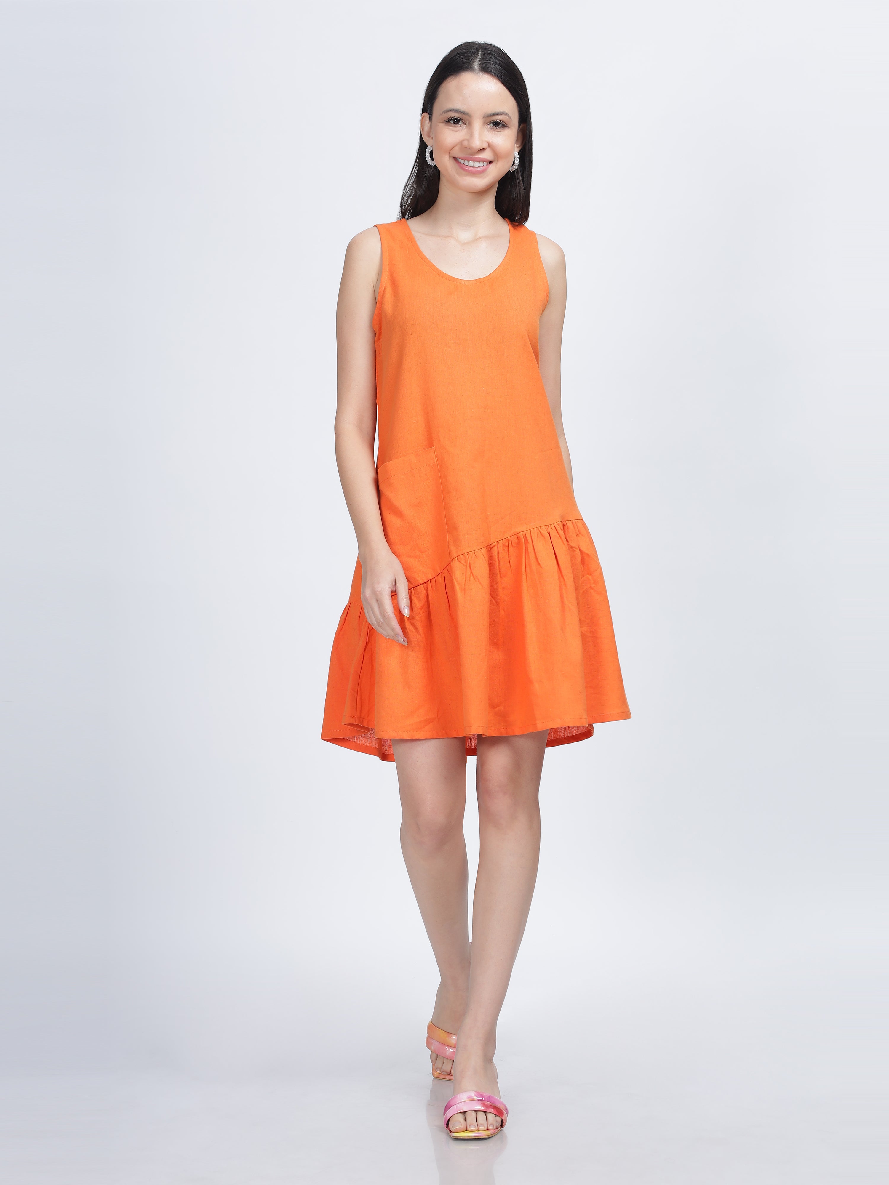 Orrah Cotton Dress- Orange