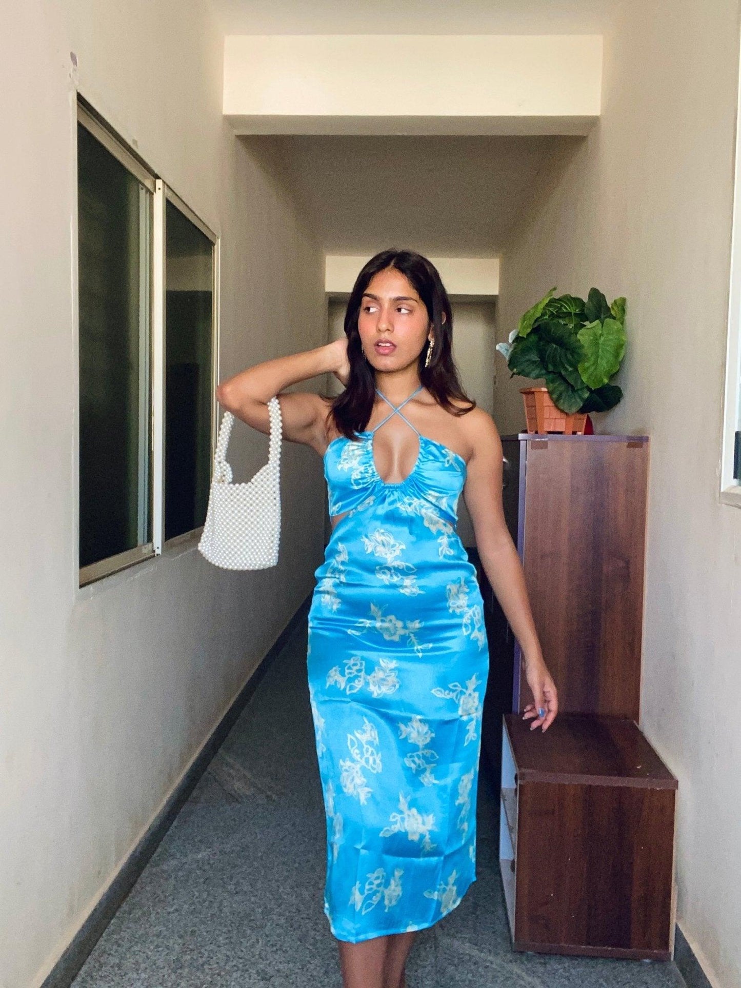 HAZEL SATIN CUT OUT DRESS