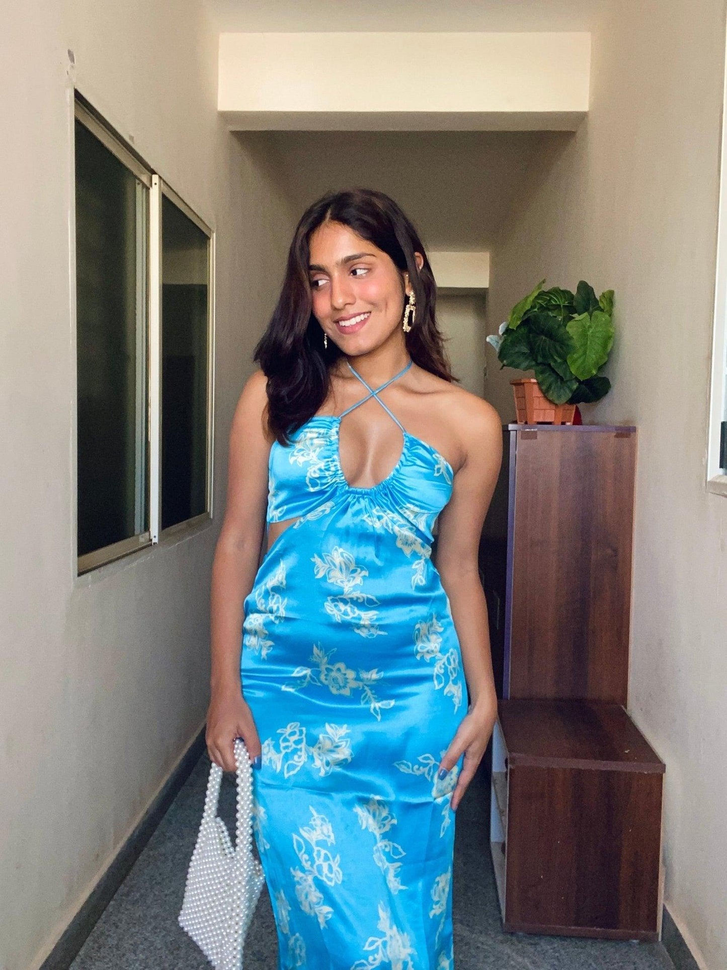 HAZEL SATIN CUT OUT DRESS