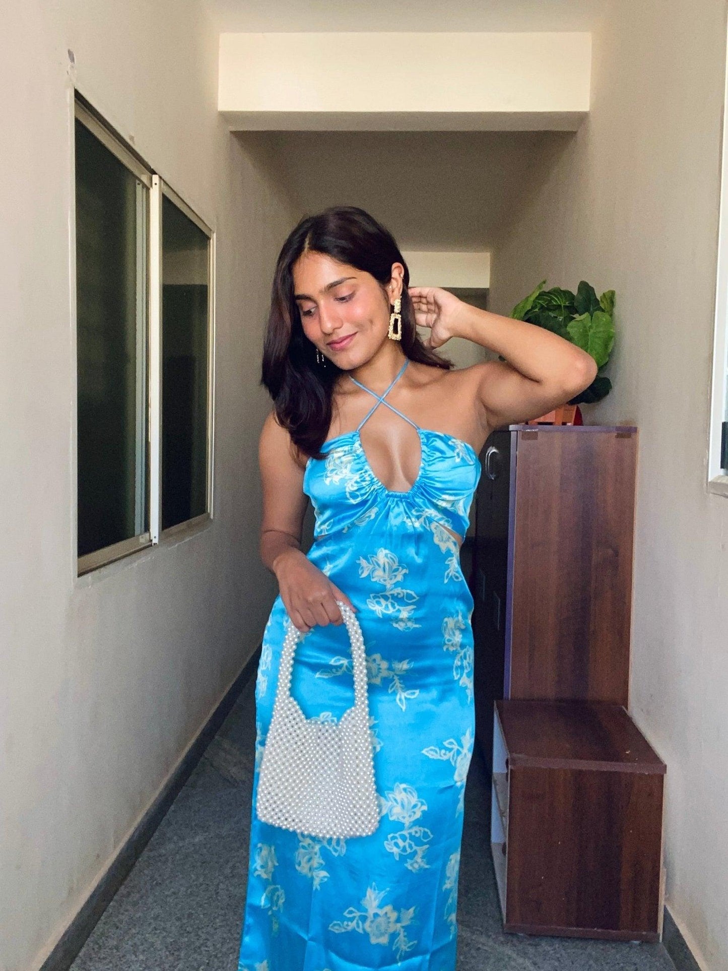 HAZEL SATIN CUT OUT DRESS