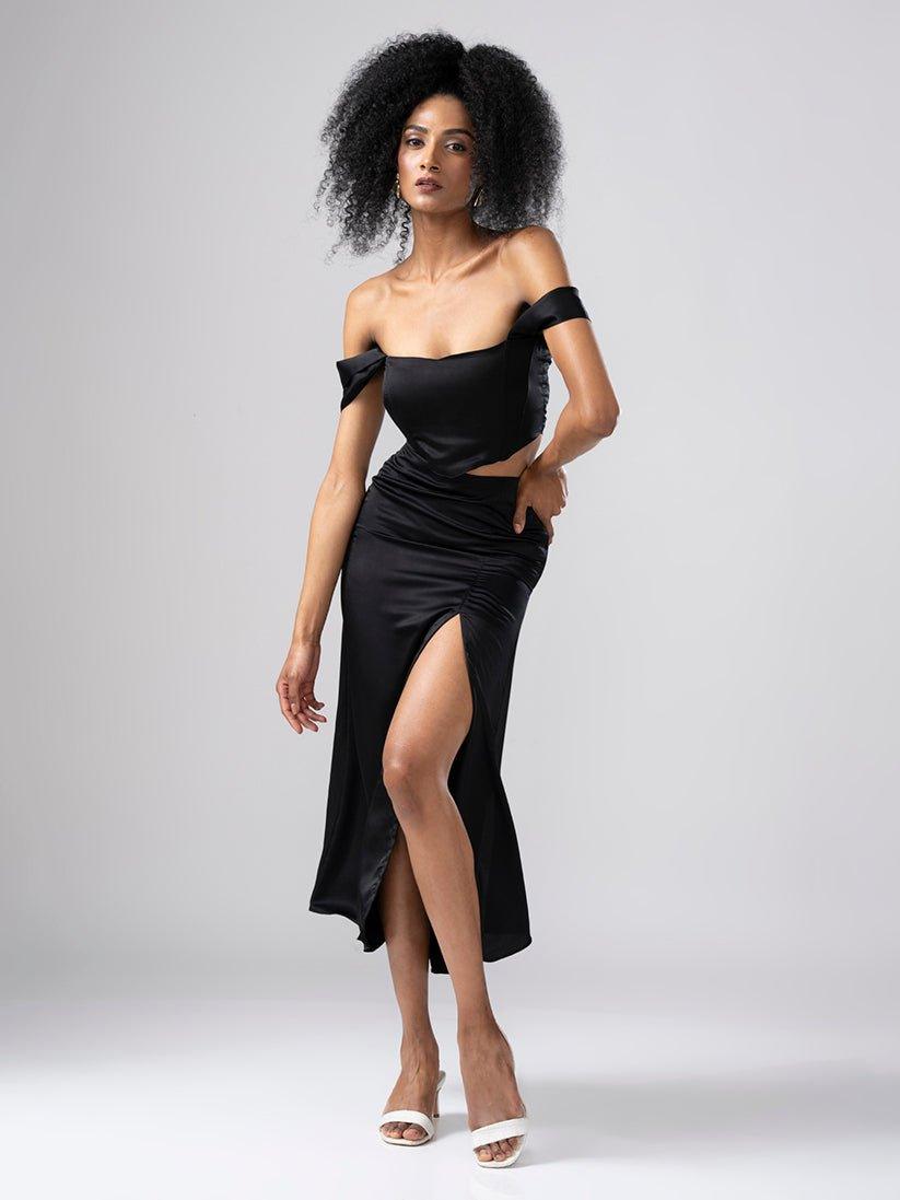 LASYA BLACK SATIN SKIRT