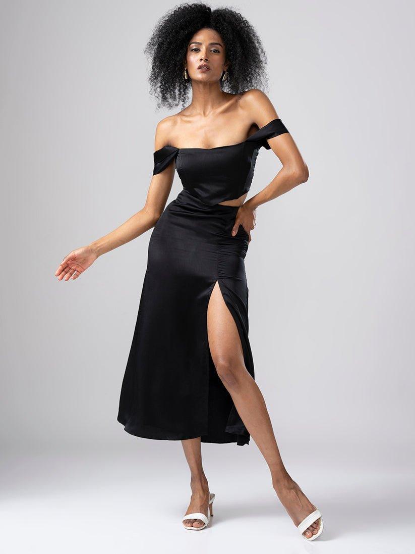 LASYA BLACK SATIN SKIRT